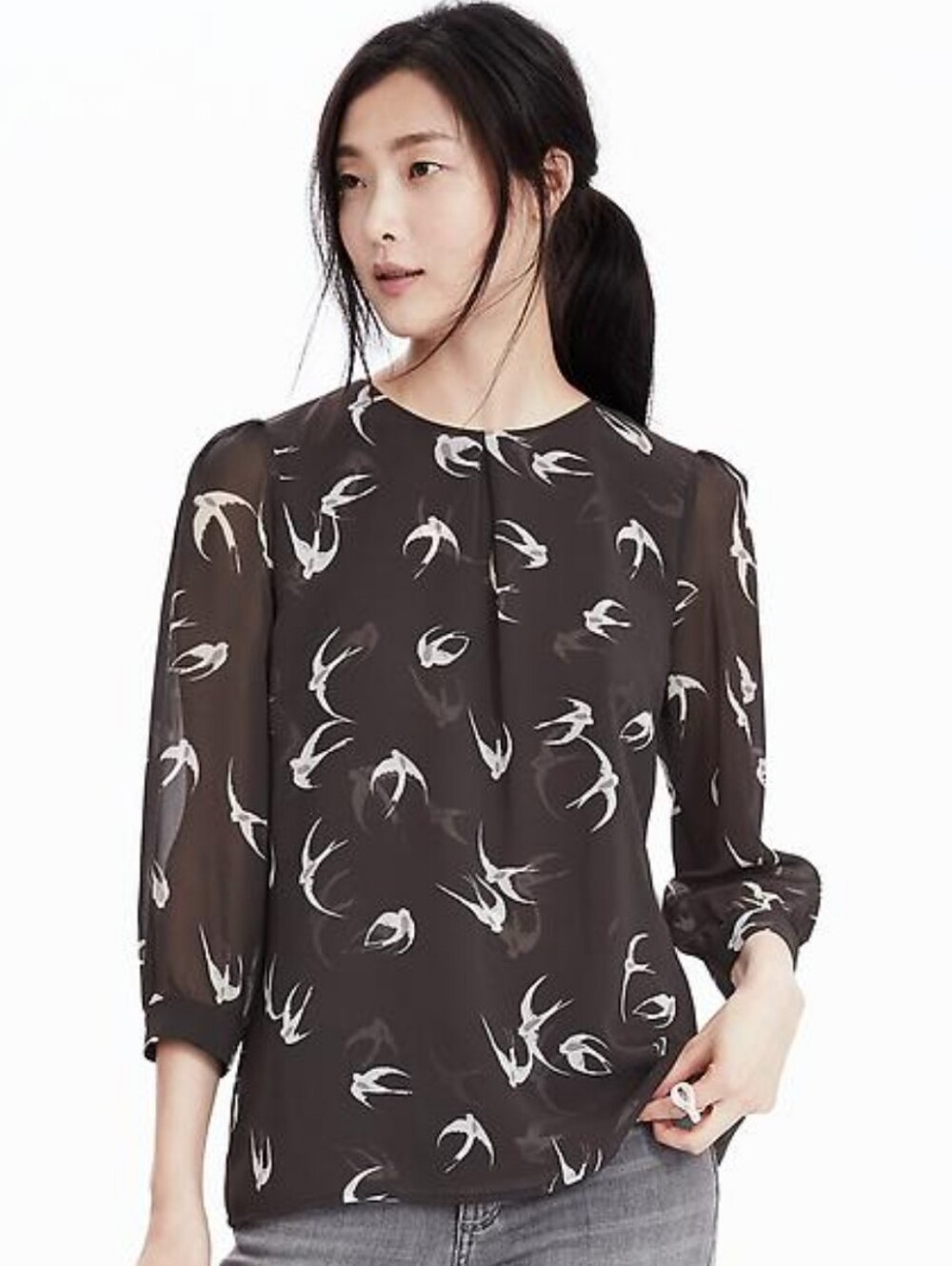 Banana Republic Swallow Print Blouse